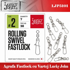 Agrafa cu vartej Lucky John Rolling Swivel Fastlock